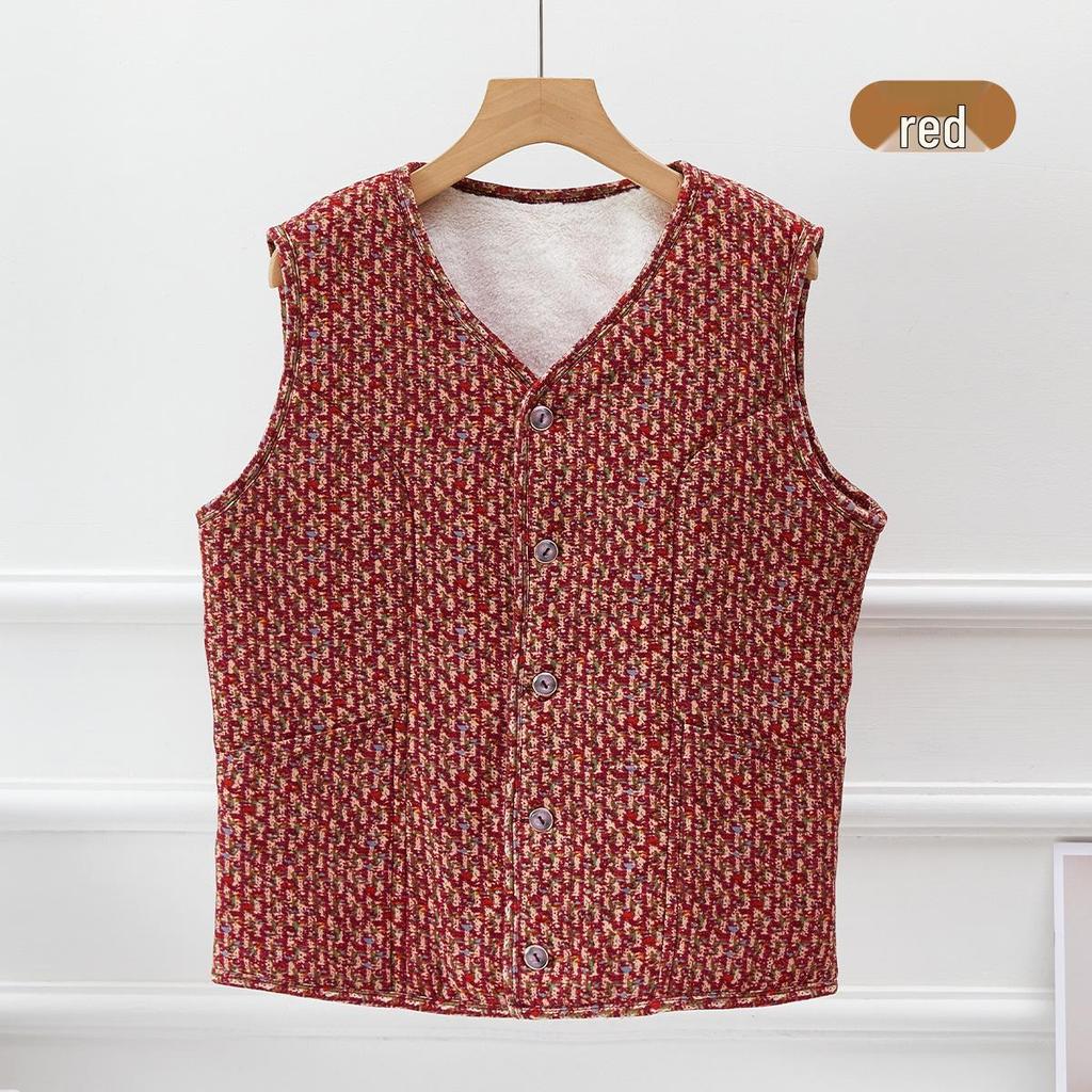 Warme, mit Fleece gefütterte Baumwollweste für Frauen mittleren und höheren Alters, perfekt für Mütter und Großmütter