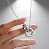 Xiaomi S925 Sterling Silver Necklaces For Women Simple Minimalist Pendant Necklaces Double Circle Zircon Necklace Birthday Gift