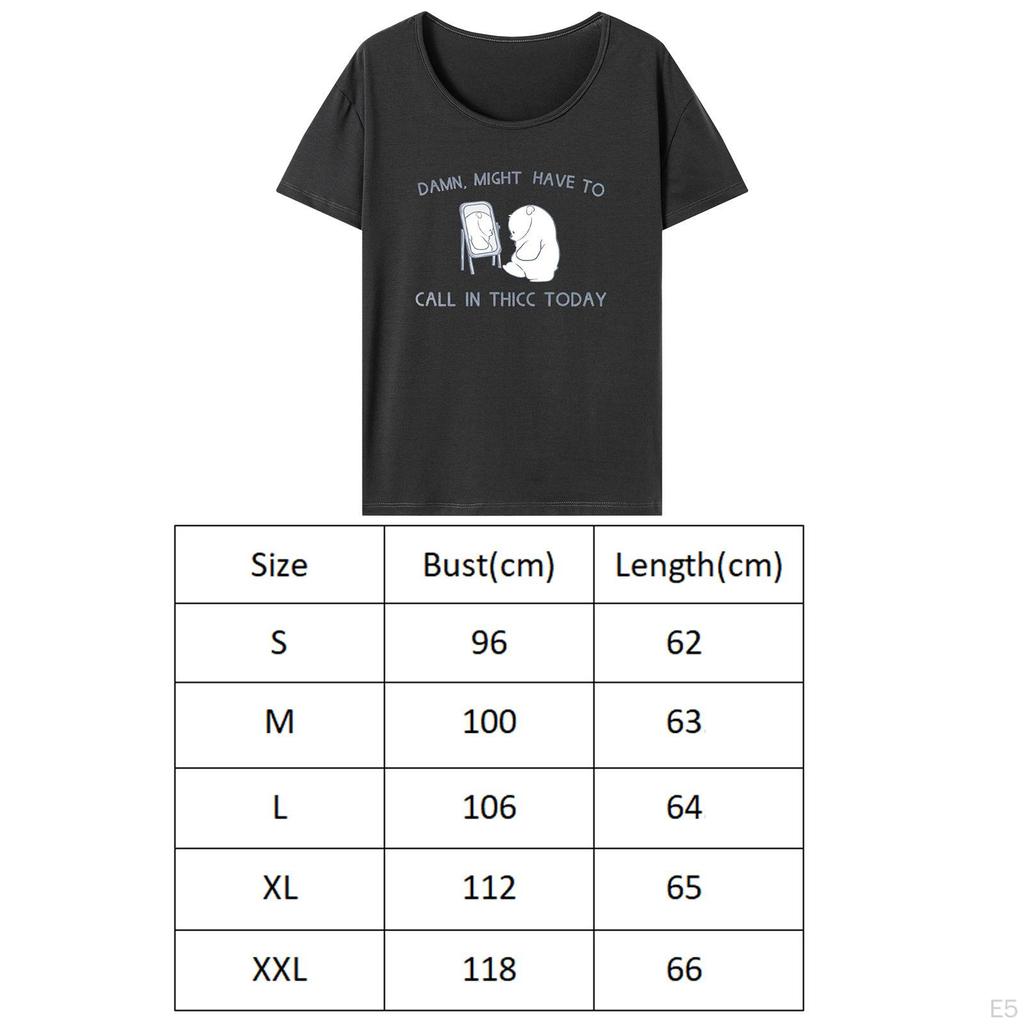 Damen Cartoon Tier Buchstaben T-Shirt Weibliche T-Shirts Lässig Trendy Rundhals für Alltagskleidung