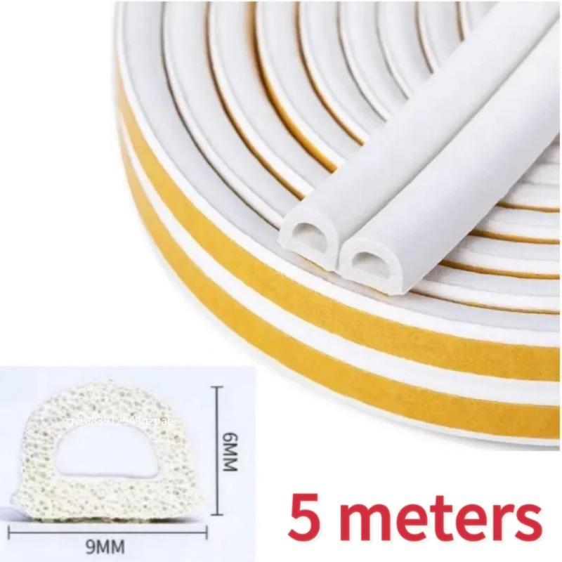 1 Roll 5M Door Window Seal Strip DIEP Self-adhesive Acoustic Foam Sealing Strip Tape Insulation Windproof Rubber Weatherstrip