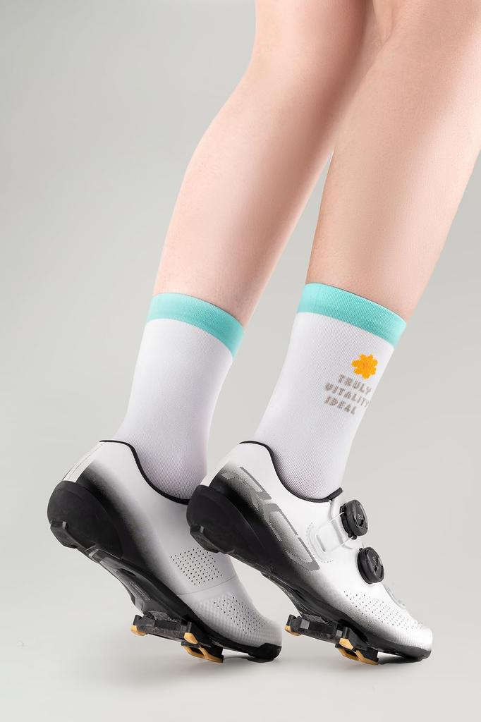 ROCKBROS TVI Cycling and Sports Breathable Antibacterial and Crew for and Other White with Size M Women's Socks, Cotton, Sweat-Wicking, Quick-Drying,