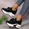 Thick Bottom Breathable Mesh Sneakers Women 2025 Autumn Chunky Platform Super High Heel Shoes Casual Lace Up Sneakers