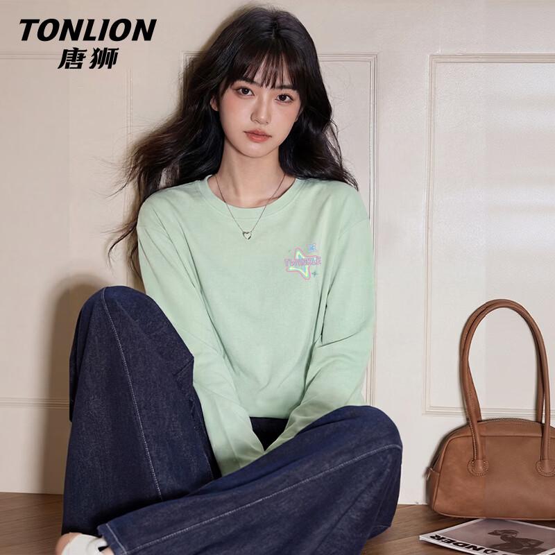 TonLion Women's Pure Cotton Loose Fit Long Sleeve T-Shirt