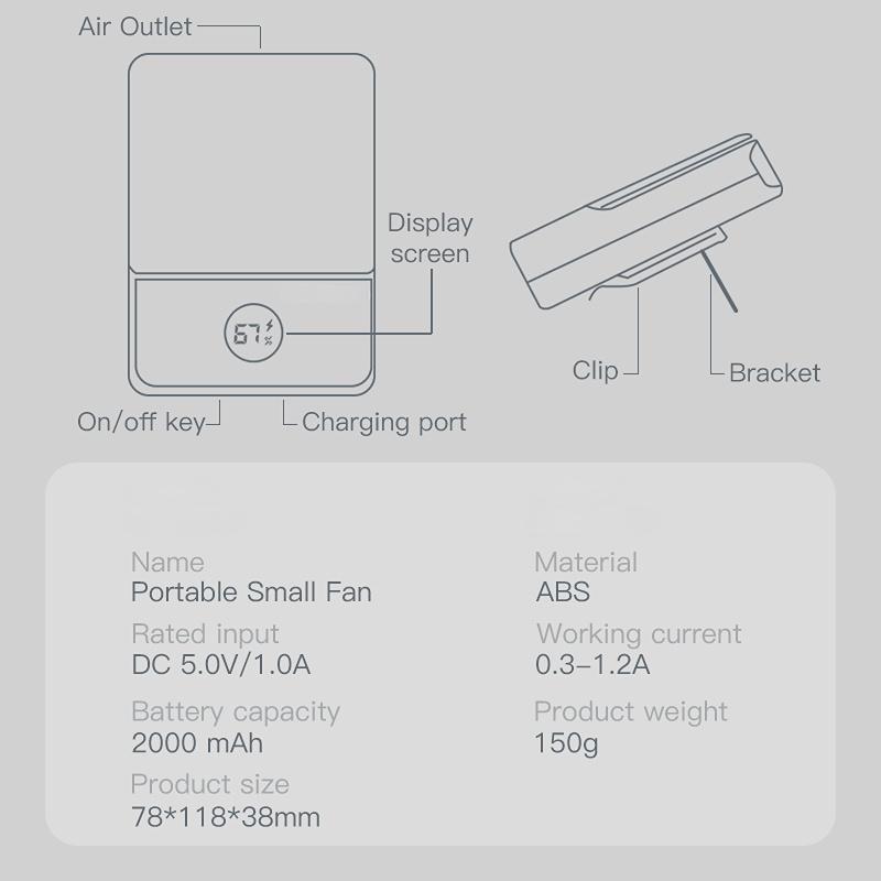 Portable Mini Fan 5V USB Rechargeable Fans Outdoor Standing Silent Neck Fan Hand Desk Small Air Cooler Fan Neckband Fan Cooling