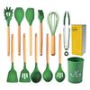 12Pcs Silicone Utensils Set  Non-Stick Cookware Wooden Handle Spatula Shovel Egg Beaters Kitchenware Kitchen Accessories