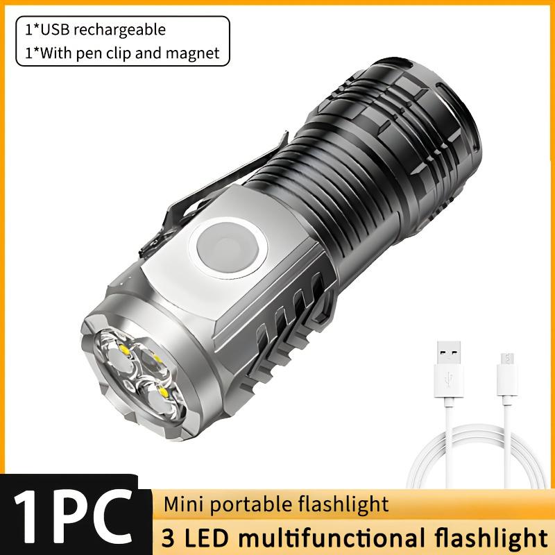 Mini Linterna Portátil de 3 LED con Clip para Bolígrafo, Luz Nocturna Linterna Magnética Multifuncional, Adecuada para Caminar, Leer, Emergencia, Iluminación de Trabajo