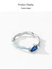 Women's Retro S925 Silver Sapphire Teardrop Ring: Luxury Blue Enamel Geometric Design for Index Finger