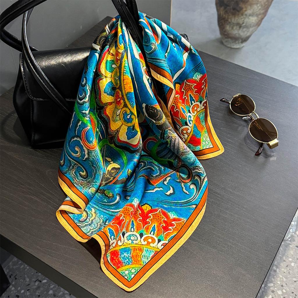 Fashion 100% Real Silk Scarf 53cm Square Bandelet Women's Silk Temperament Small Scarf Neck Decorative Wrap Printed Scarves