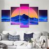 5 Pieces Canvas Wall Arts Poster Painting Nature  Neon RetroWave Art Wallpaper Interior Home Decor Picture Print Bedroom Mural No Frame