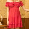 Women's Short Sleeve Lace Satin Vintage Nightdress Pajamas Nightwear Sleepwear