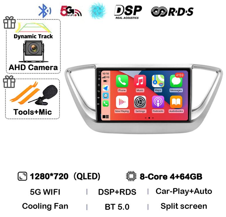 Android 14 Carplay WIFI+4G Car Radio For Hyundai Solaris 2 Verna 2016-2020 Multimedia Video Navigation Player Auto Autoraido GPS