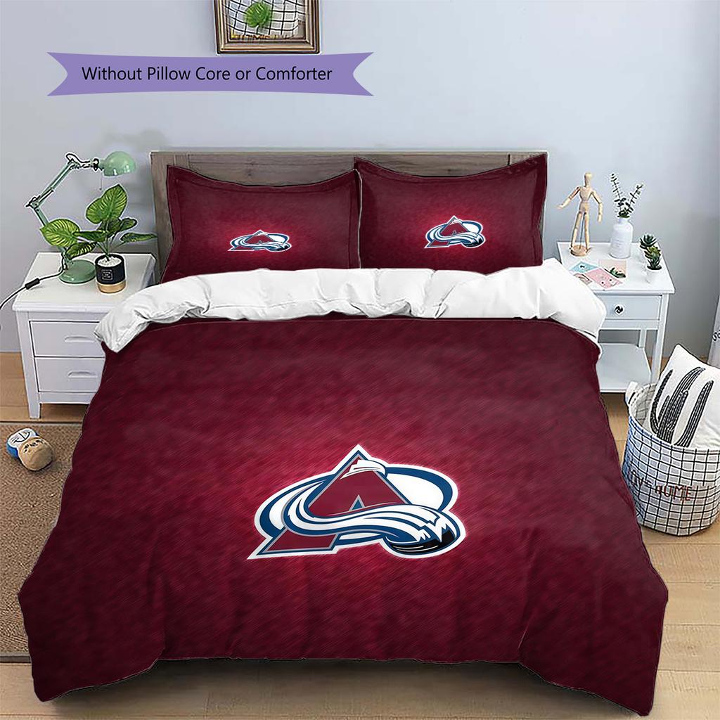 Colorado Avalanche Pattern Bedding Quilt Set Home Decoration Gift (1 * Duvet Cover + 2 * Pillowcase Without Core)