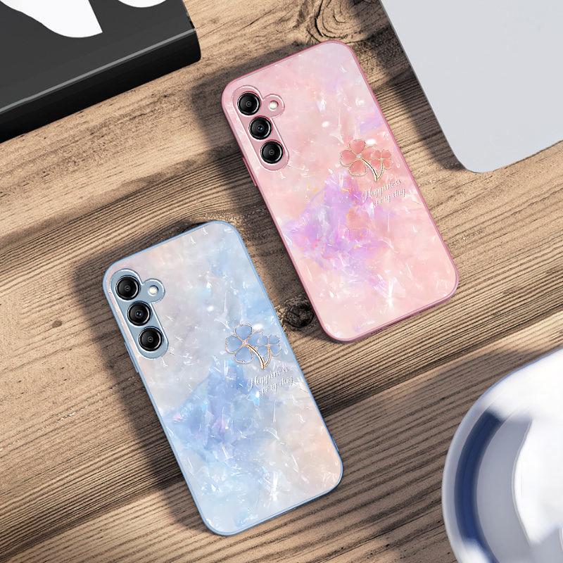 Klee mit doppelten Blütenblättern für Samsung Galaxy A14 4G 20 30 52 20S 21S 22 A32 33 34 42 50 51 53 54 70 71 72 73 5G Glas Handyhülle
