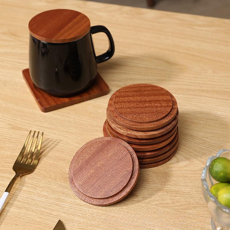 1PCS Wood Placemats Coasters Tea Coffee Cup Pad Decor Round Square Wooden Cup Mat Durable Heat Resistant Drink Mat 2025 New