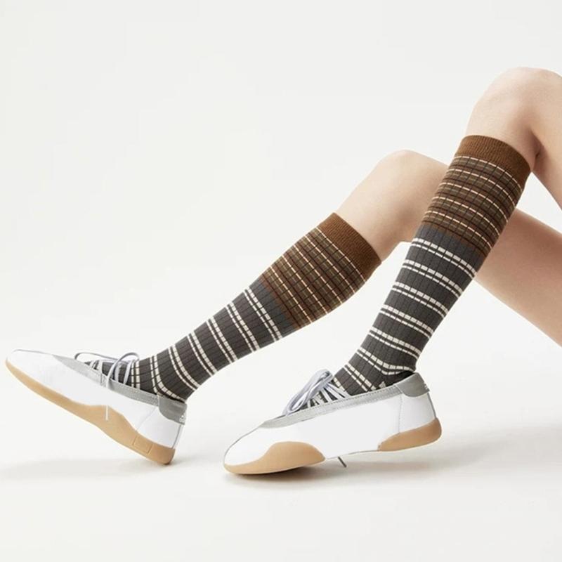 Damen Kniestrümpfe, Modische Gestreifte Strümpfe Cosplay Oberschenkelhohe Strümpfe Schlauchsocken Gestreifte Lange Stiefelsocken