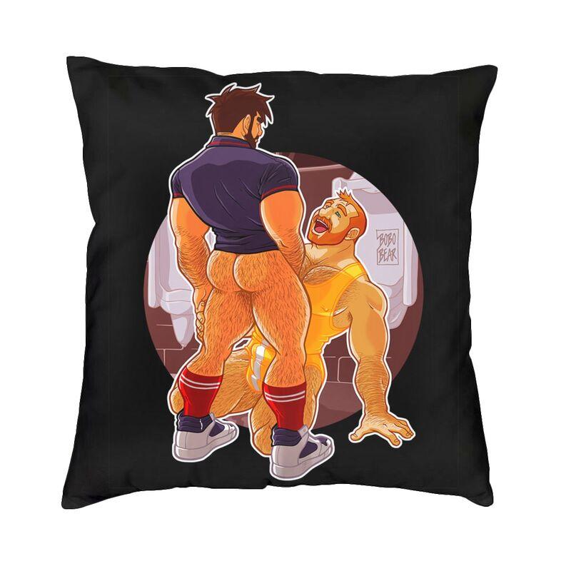 Gay Pride Adam And Ben Like To Play Pillow Living Room Decor Bobo Bear Lgbt Art Cushion Decoration Salon Square Pillowcase