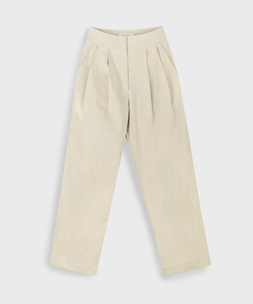 PLACE STUDIO Cotton Wide Fit Pintuck Slacks Pants [Beige]