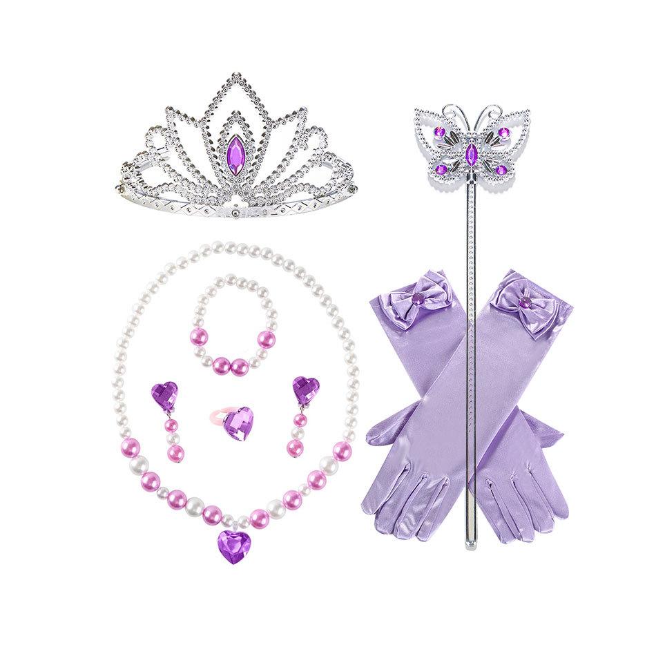 Disney Girls Cosplay Purple Witch Princess Glinda Cute Dress Accessories Birthday Party Performance Set