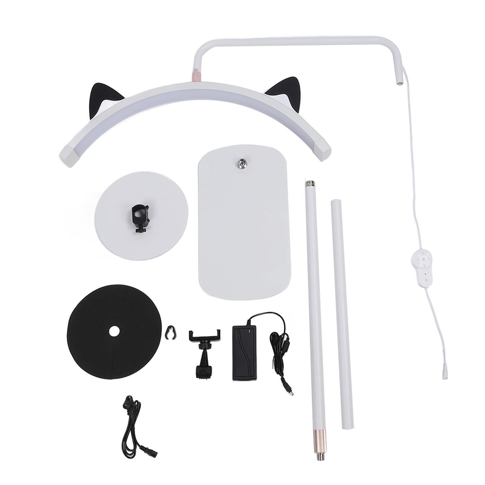 Lash Light 3200K to 6500K Cat Ears Shape Half Moon Lamp Estheticians Light with Phone Holder for Beauty Salon GB Plug
