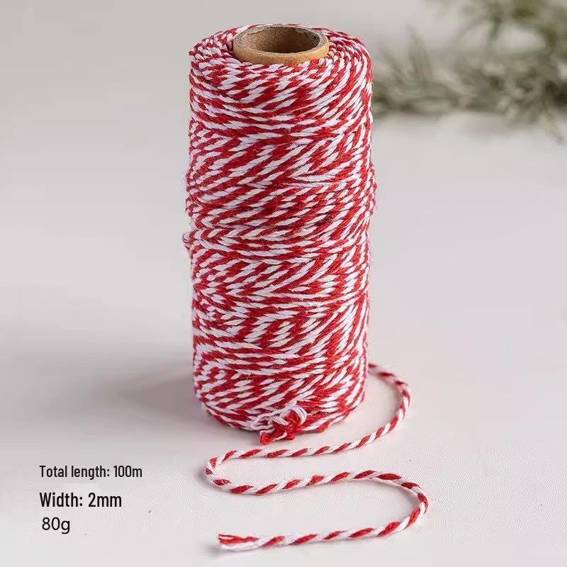 Two-Color Hemp Rope Christmas Gift Wrap: Handmade DIY Cotton & Linen Ribbon for Festive Packaging