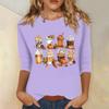 Women's Fashion Casual Three-quarter Sleeve Halloween Printed Round Neck Top