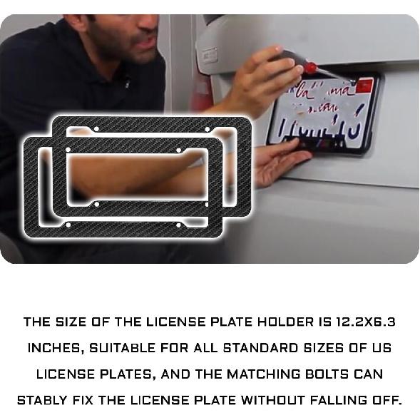 2 Pieces Carbon Fiber License Plate Frame Car Decor Accessories, License Plate Cover License Board Frame Universal Car Necessities With Fasteners