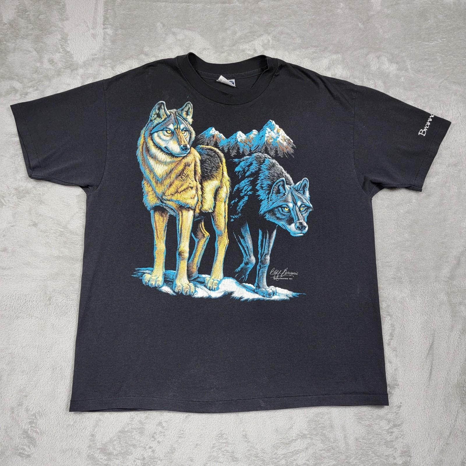 Vintage 1991 Cliff Bonamie Wolves Black Single Stitch Shirt Made in USA Mens XL Unisex T-Shirt XXXXL