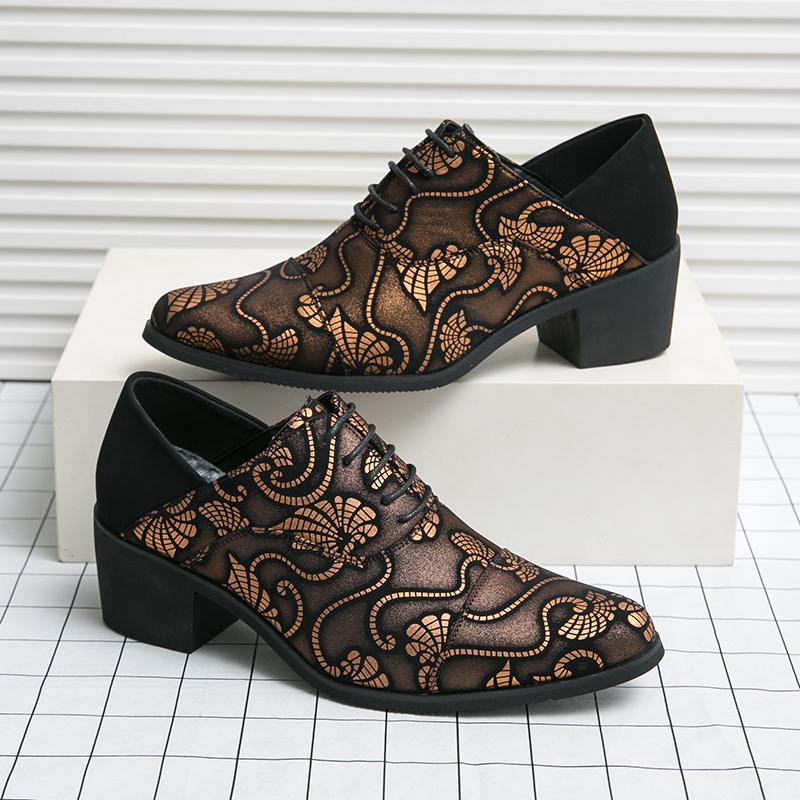 

Цветочный принт Модные кожаные туфли Мужские туфли Свадебные туфли Туфли с горошком для вечеринки Банкетные туфли Модные мужские туфли на высоком каблуке Выпускное платье 46 золотой