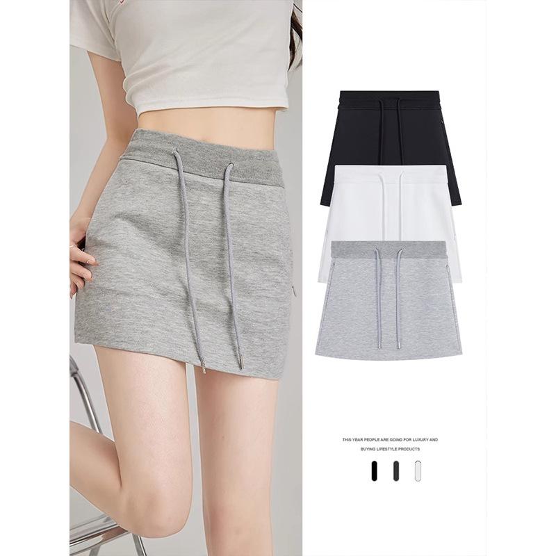 

High-Waist Gray Athletic A-Line Skirt for Women - Summer Tennis & Yoga Half Skirt 2XL