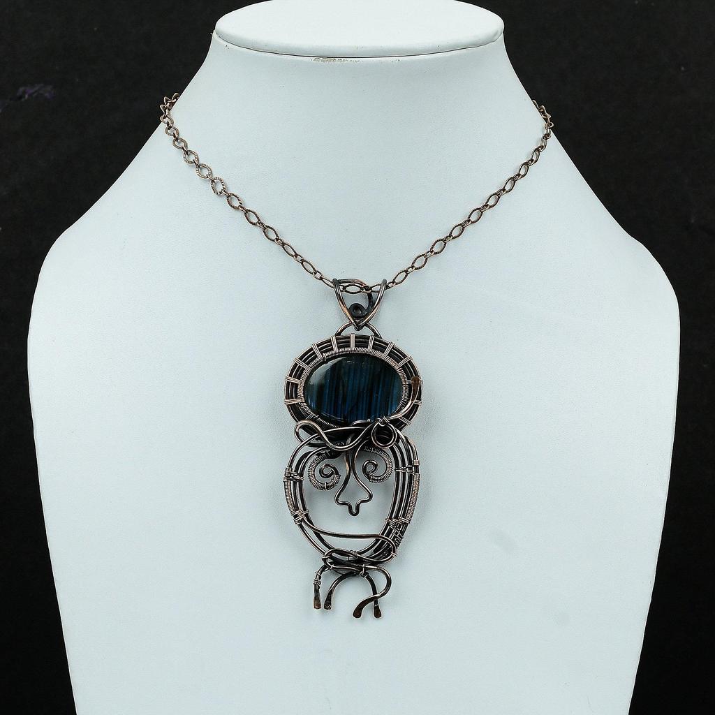 Labradorite Pendant Copper Wire Wrapped Gemstone Pendant Ethnic Style Pendant Copper Wire Wrap Jewelry Handmade Amazing Pendant Gift For Mom