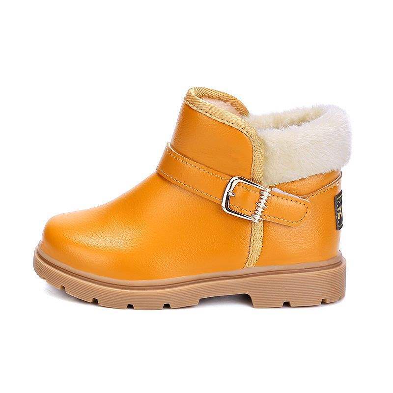 

Children s snow boots winter non-slip waterproof thick leather cotton shoes boys fleece thickened cotton boots girls short boots students 25 yards/inner length 15cm помаранчевий