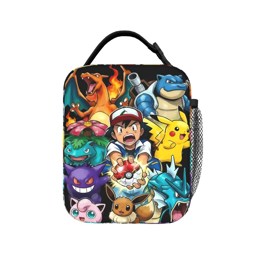 Squirtle Chaotic Mix Anime Lunch Bag For Women  Print Travel Lunch Box Funny Portable Oxford Cooler Bag