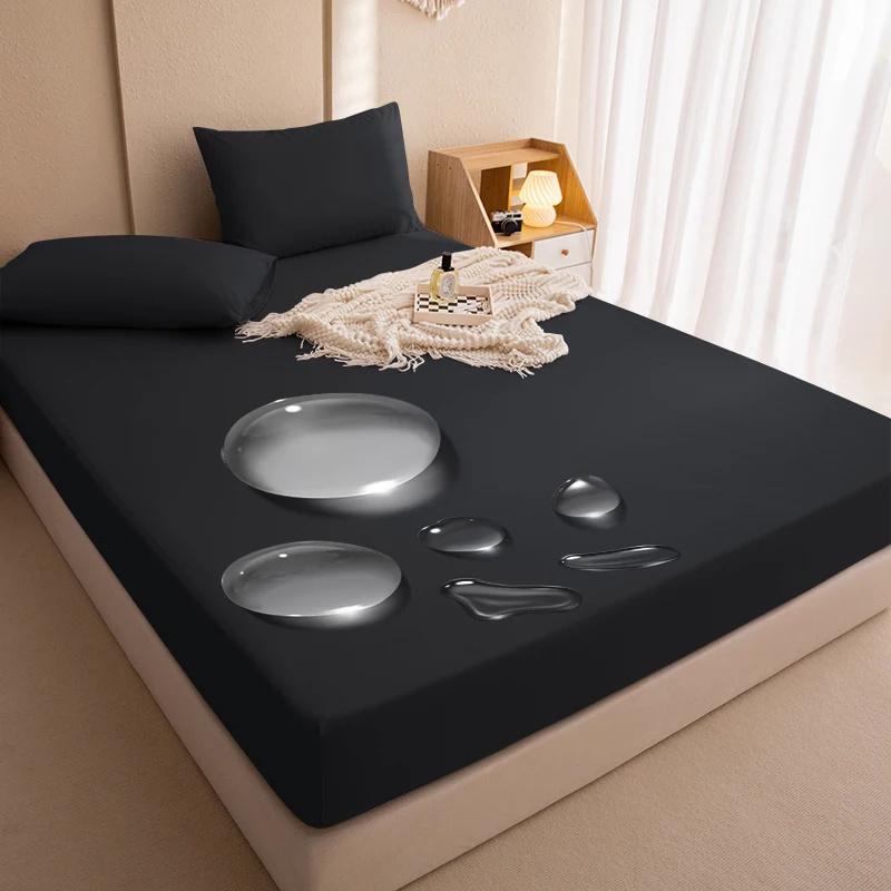 Waterproof Bed Sheet Bedcover Solid Color Bed Protector Cover Mattress Topper Quilted Cotton Waterproof Bed Sheet