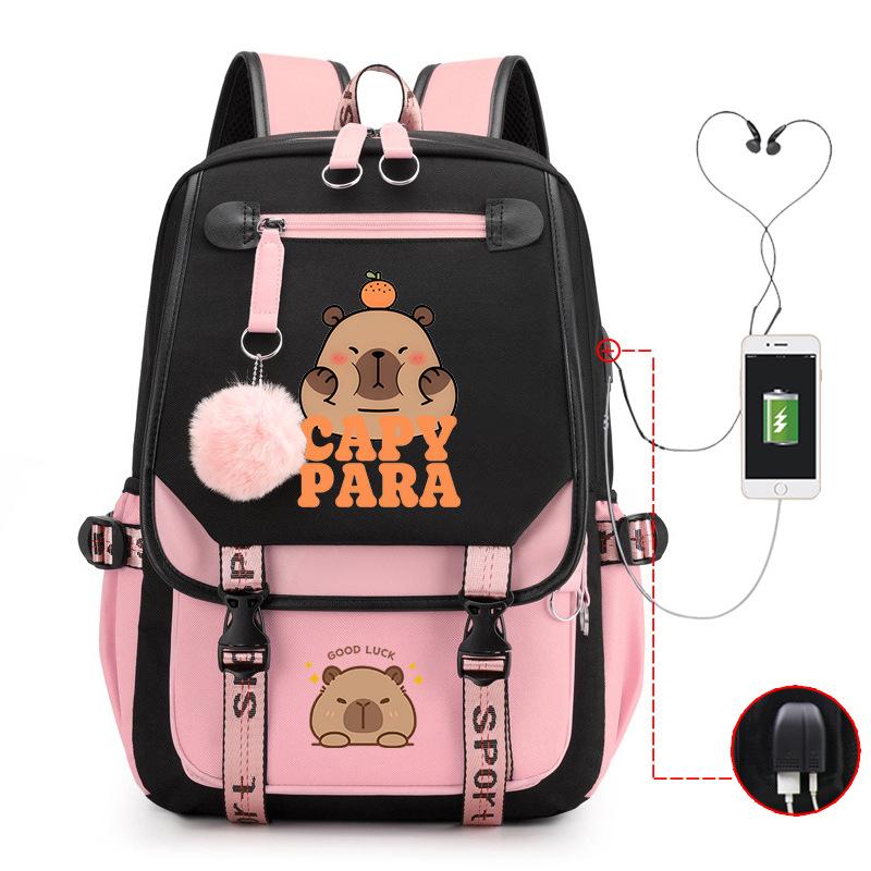Campus Universal School Bag Kapibara Personality Trend USB Multifunctional Backpack Student New
