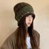 1pc Fair Island Wind Curled Edge Stacked Hat for Women's Autumn and Winter Retro Lazy Style,Warm Ear Protection Baotou Hat