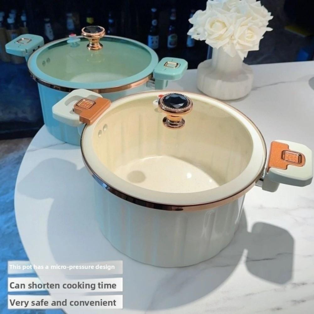 Visible 7L Micro Pressure Cooker 26cm Enamel Stew Soup Pot Non Stick Anti-overflow Pressure Cooking Pot Household