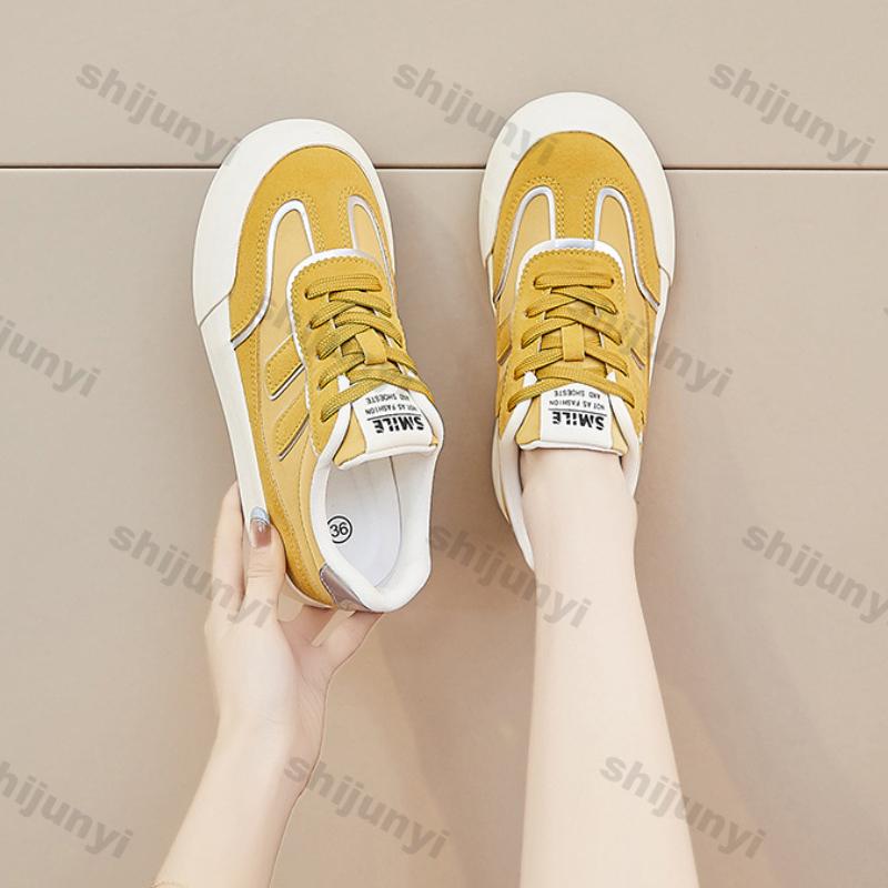 Women Shoes 2025 Spring Autumn New Breathable Non Slip Platform Sneakers Comfortable Height Increase Lace-up Casual Shoe