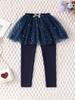 Girls' Korean Style Bow Leggings: Spring/Autumn Cotton Skirt Pants with Sequins