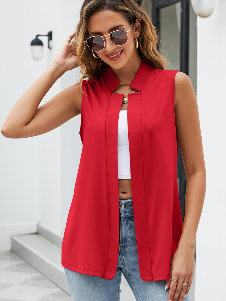 Sommer Frauen Casual Einfarbig Weste Mode Büro Dame Business Arbeit Tragen OL Ärmellose Strickjacke