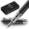Wordsworth   Black Fountain Pen   Chrome Finish  Medium Nib  Ink Cartridge  Ink 