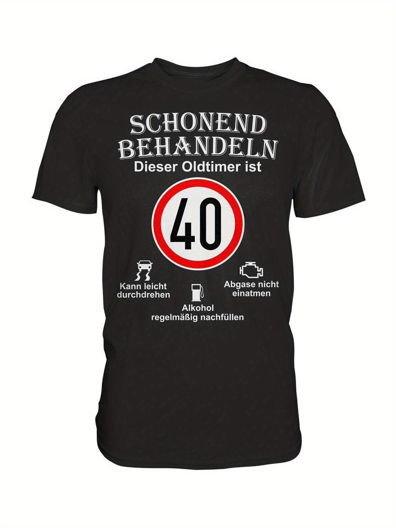 Men s 40th Birthday Retro Car T-Shirt - Funny 40th Birthday Outfit with German 40 Speed Limit Joke XS