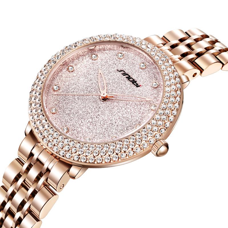 Reloj de Mujer Reloj de Mujer Lujo Ligero Esfera Completa de Diamantes Gipsófila Marca Famosa Reloj de Mujer Resistente al Agua Correa de Acero Mujer 9879