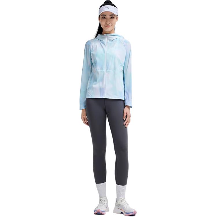 Anta Full Print Zip-Up Hooded Long Sleeve Jacket Women Jackets Pure-White 162335601-2