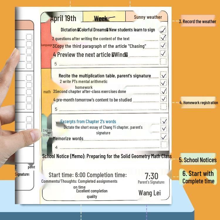 Primary School Homework Notebook for Grades 1-5