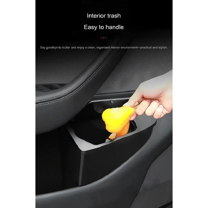 For Tesla Model Y Juniper Car Door Storage Box Multi Functional Front Door Storage Trash Can Waterproof Storage Box Accessories