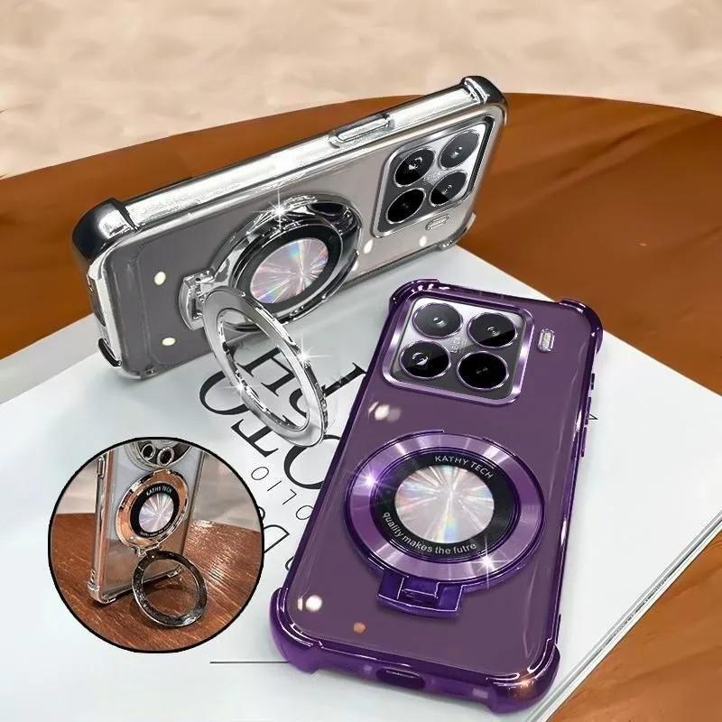 Shockproof Plating Magnetic Bracket Magsafe Case on For OPPO Reno 14 14F13 12 11 Reno14 Reno13 F Pro 13F 12F 11F Silicone Cover