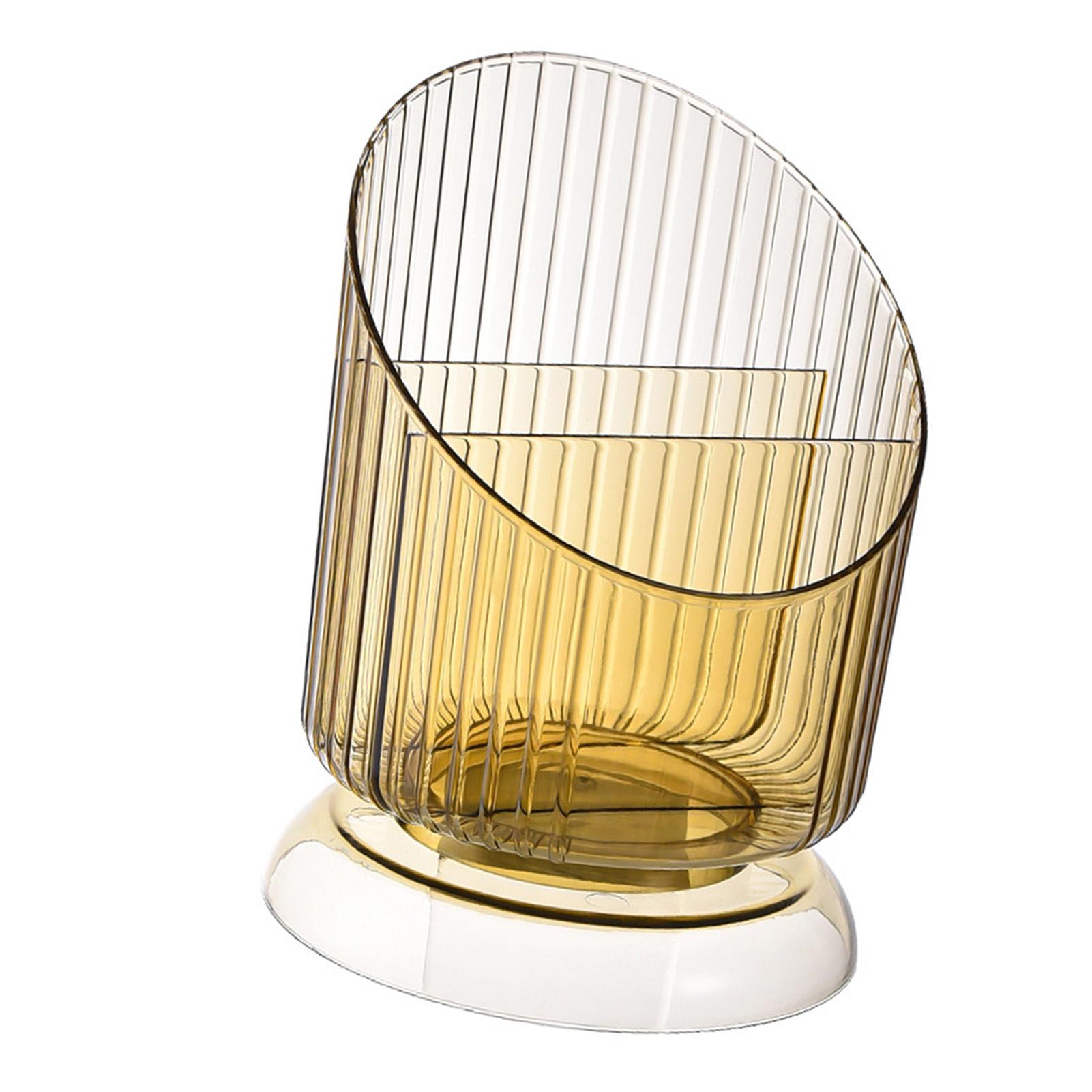 Makeup Brush Holder Organizer Plastic Transparent Round Makeup Brush Storage Holder Cup for Pen Pencil Type 2