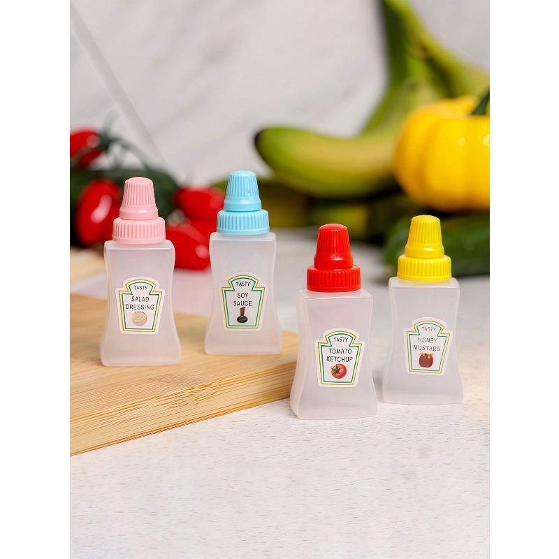 Mini Sauce Bottles - Portable Condiment Squeeze Containers For Ketchup, Oil, Soy Sauce, Honey And Salad Dressing