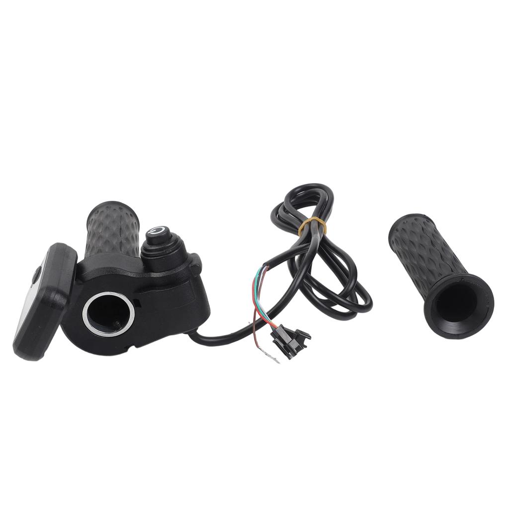 Acelerador de Manillar para Bicicleta Eléctrica con Pantalla LCD para Velocidad y Voltaje Longitud del Cable 170cm Se Adapta a Sistemas de 36/48/60/72V Incluye Par