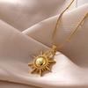 Gold Color Sunburst Cubic Zirconia Pendant Necklace Shiny Sun Charm Chain For Women Bohemian Jewelry Vintage 2026 Her Gift